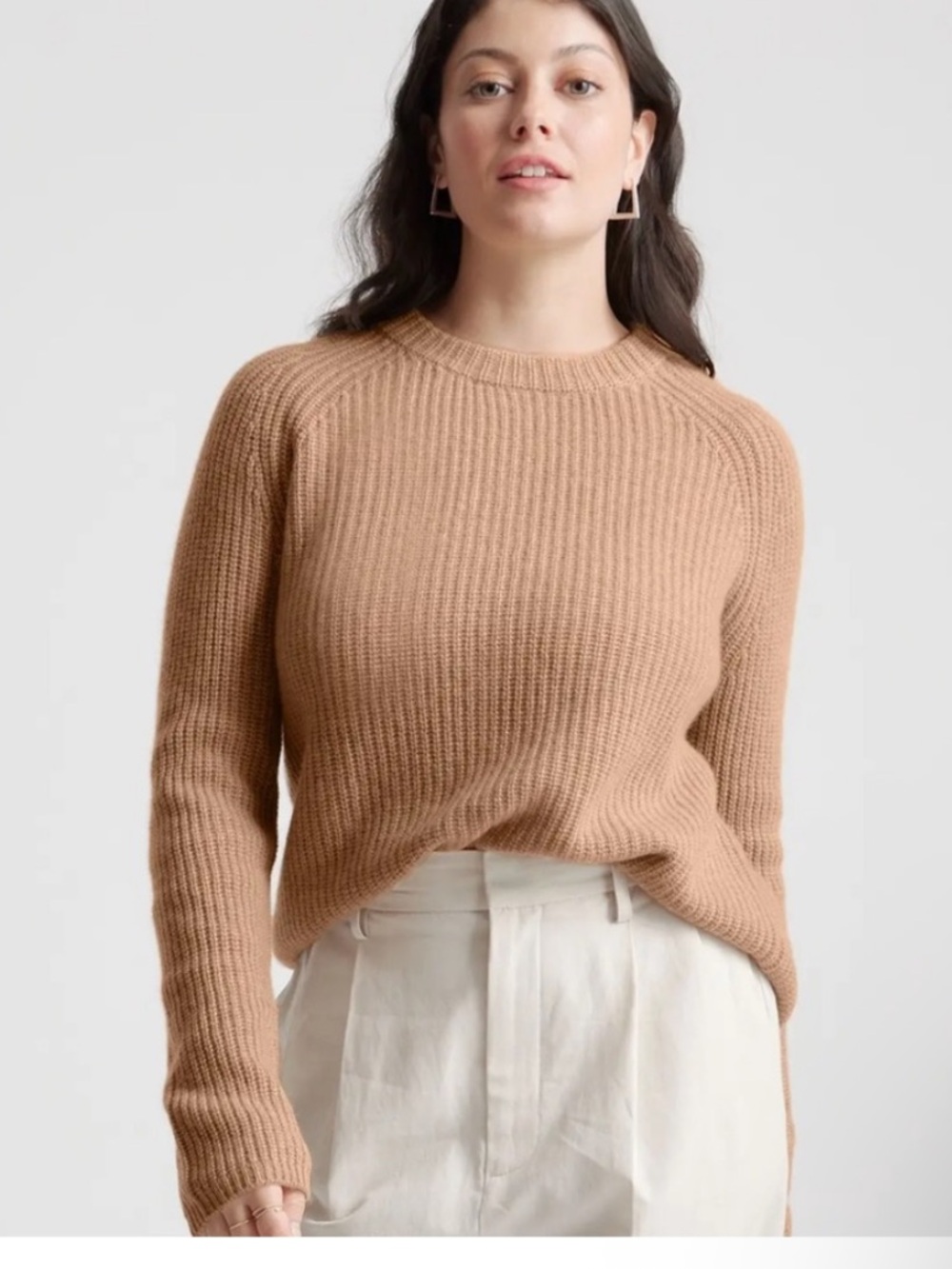 Quince Cashmere Fisherman Crew Tan Size XS
